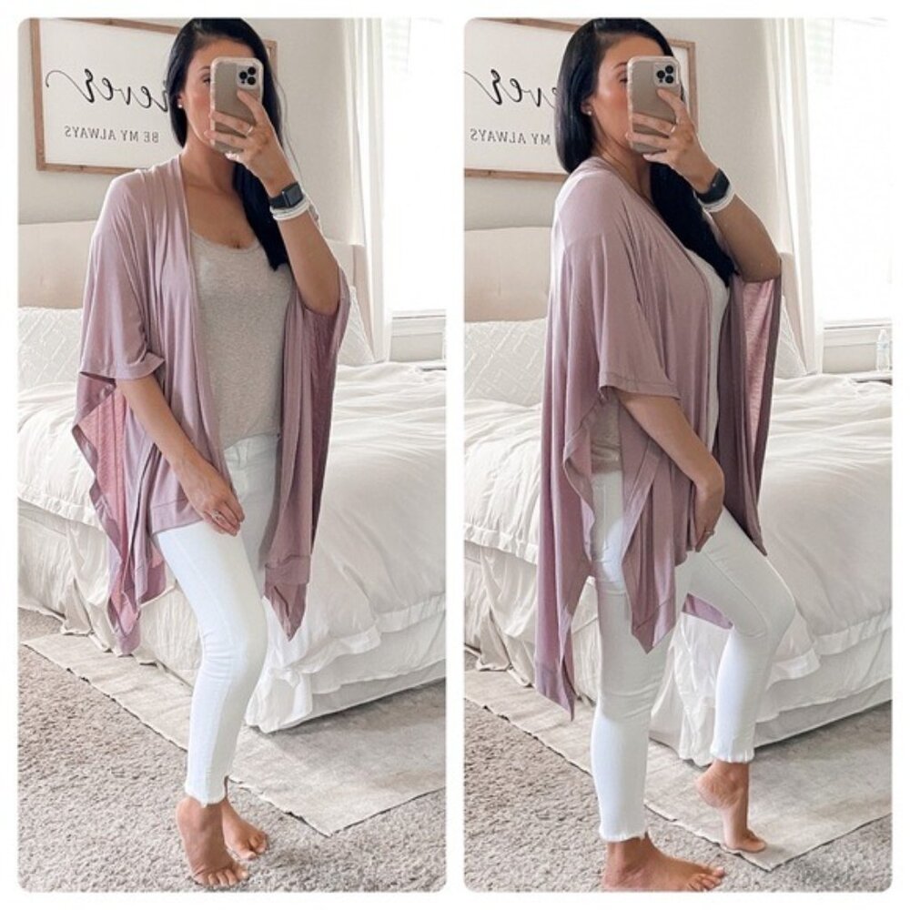 NEW Oversized Poncho Cardigan Wrap Kimono - Blush Pink - Picture 4 of 6